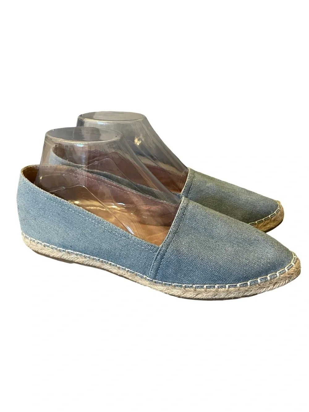 ESPRIT Wyoming Light Blue Chambray Denim Espadrilles Slip-On Shoes Jute Sole 9.5